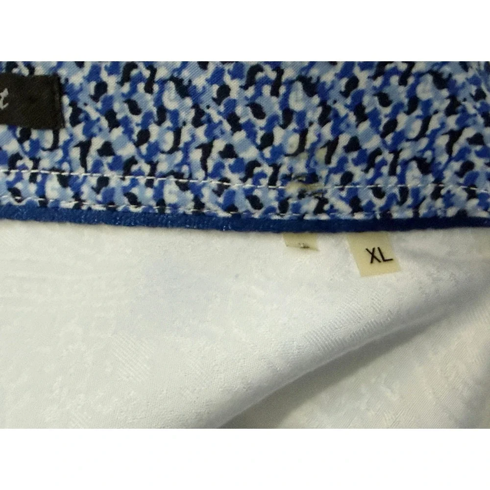 Bugatchi Button Down Shirt Mens XL White Paisley Jacquard Classic Fit LS